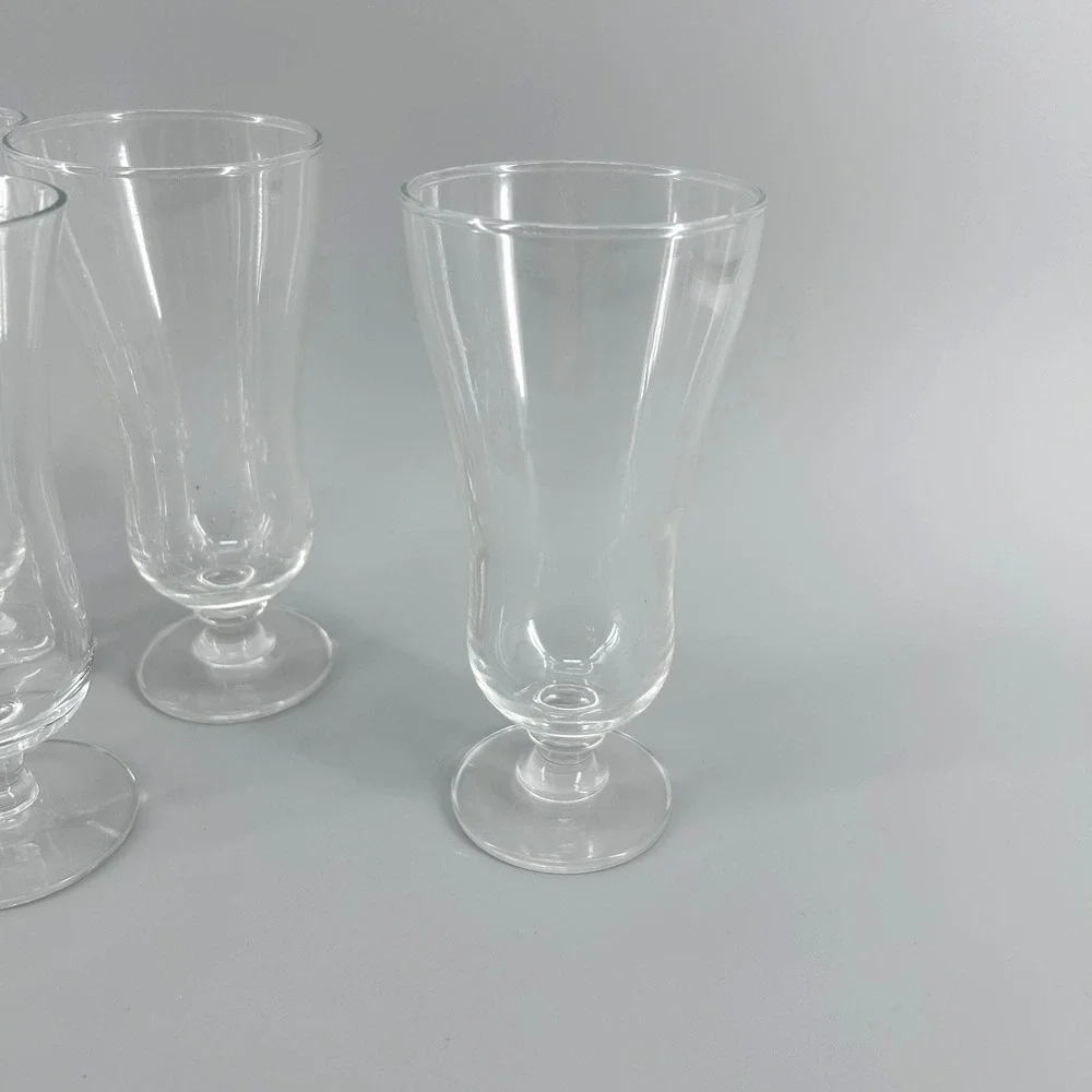Vintage Clear Glass Hurricane Footed Tulip Cocktail Glasses Set of 6 Retro 6.5